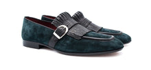 Oil Green Suede Leather Monk Strap