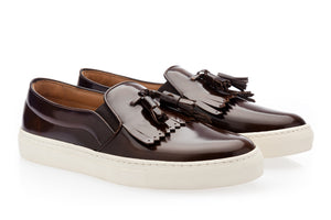Polished Cocoa Leather Sneakers